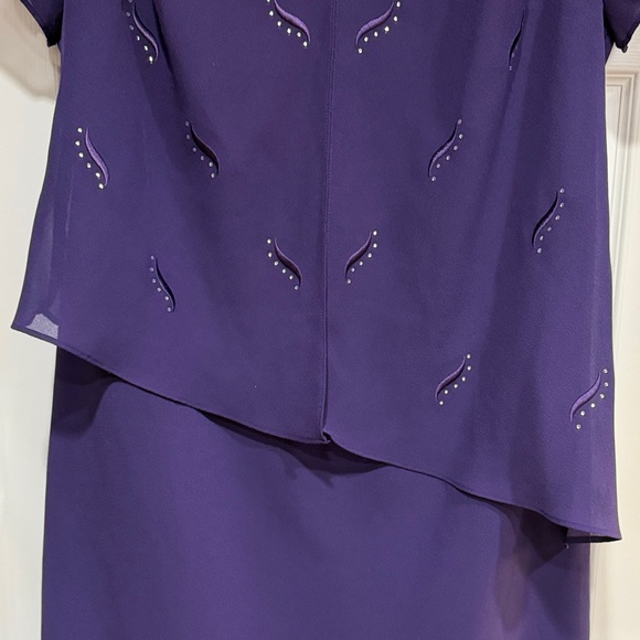 Karin Stevens Women's Petite Elegant Purple Dress - Picture 7 of 11
